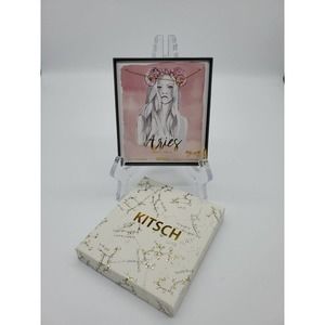 Kitsch Zodiac Charm Aries Set 18in Necklace & Earrings 14K Gold Plated
